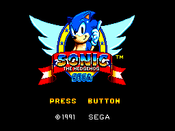 Sonic the Hedgehog title screen for Sega Master System